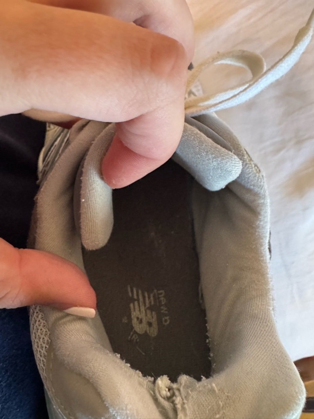 New Balance Grey and Cream Chunky Mesh Suede Sneakers - Picture 7 of 10
